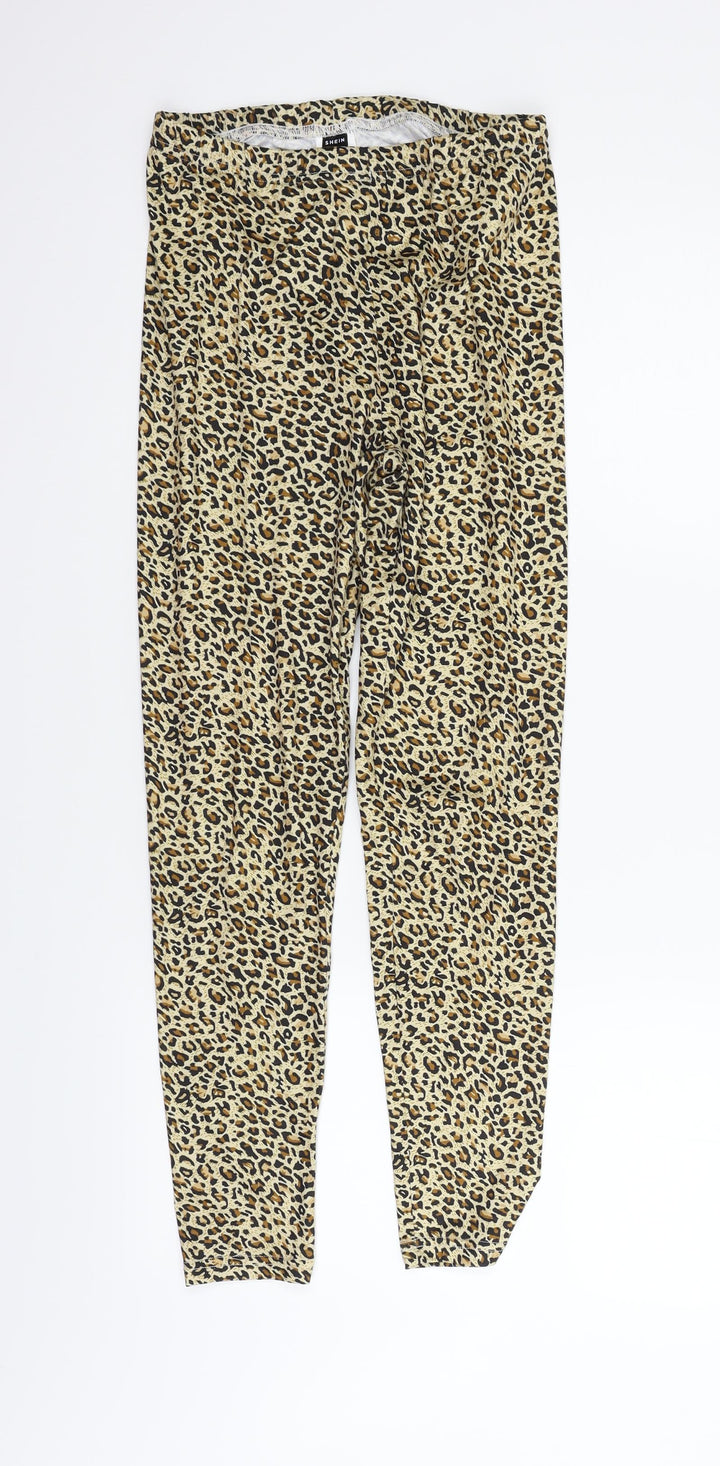 SheIn Womens Beige Animal Print Jegging Leggings Size S L24 in