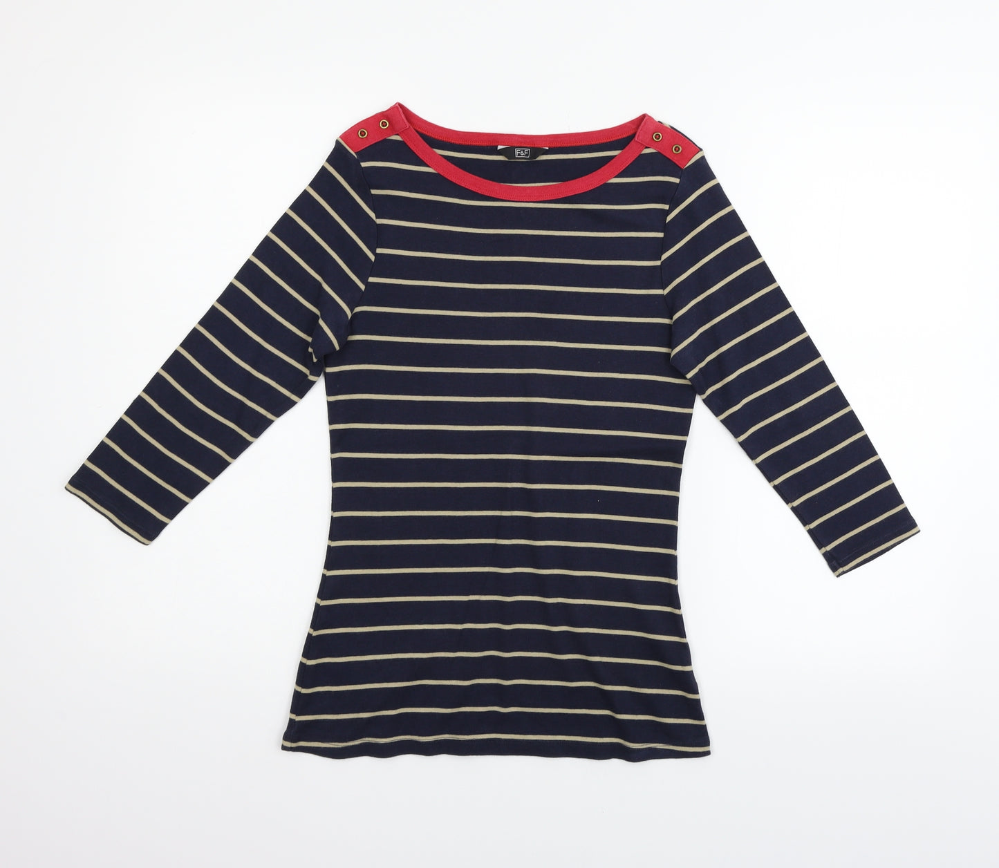 F&F Womens Blue Striped  Basic T-Shirt Size 12