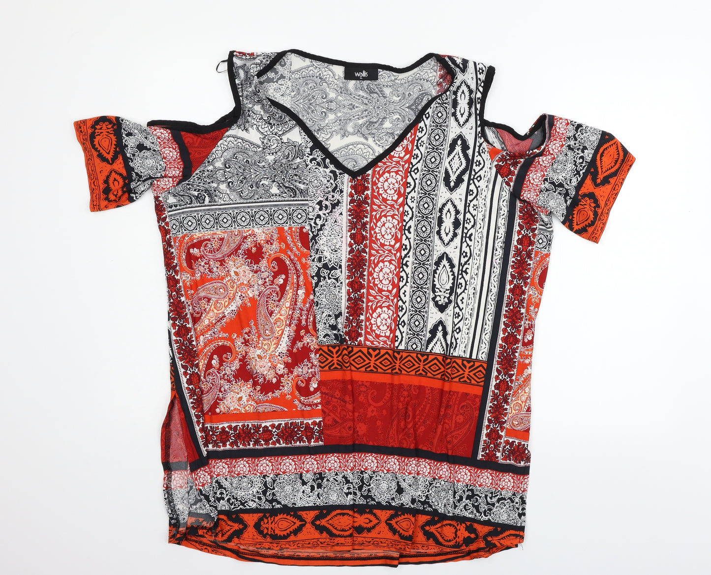 Wallis Womens Orange Geometric  Basic Blouse Size XL