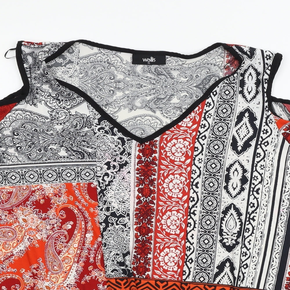 Wallis Womens Orange Geometric  Basic Blouse Size XL