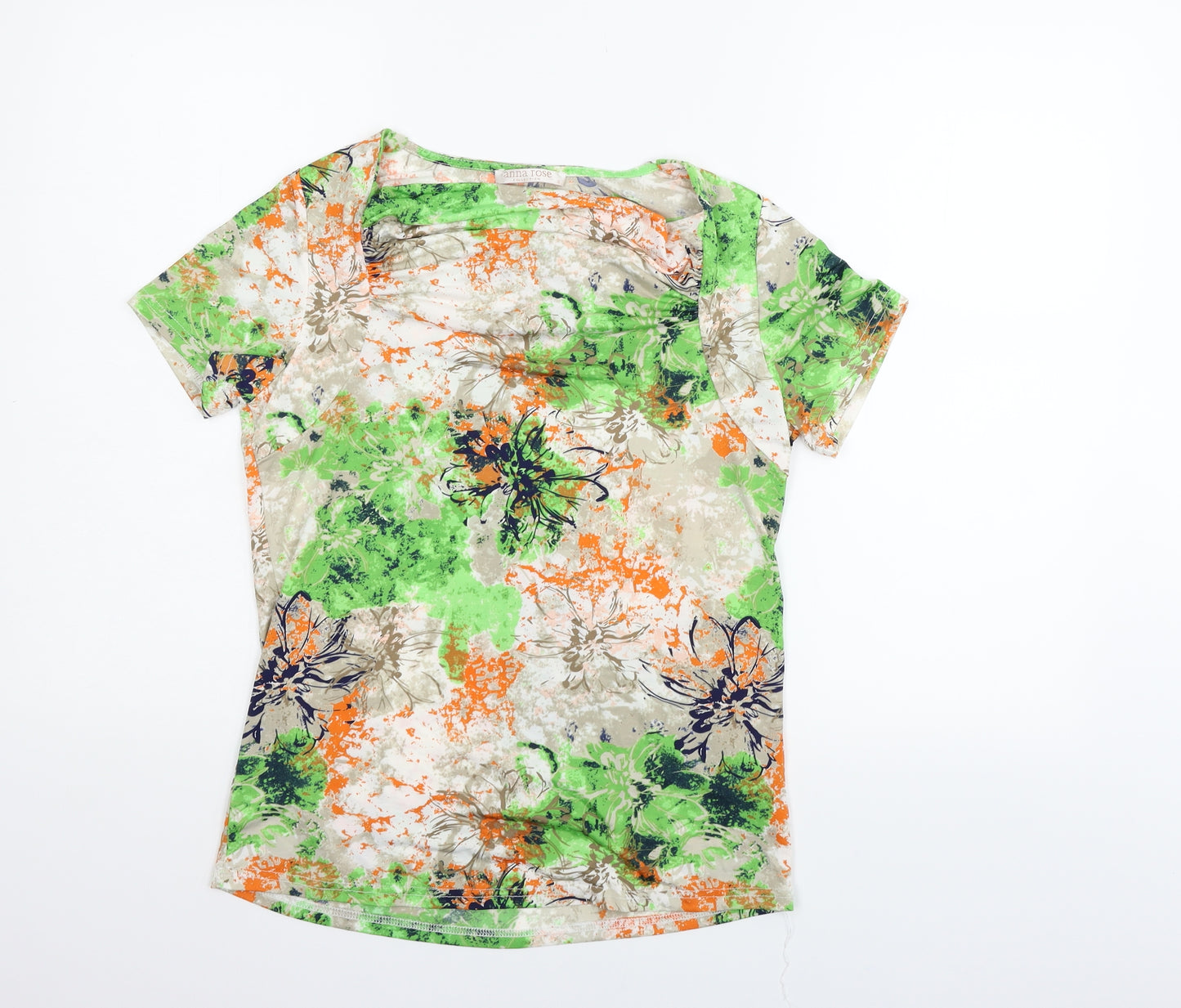 anna rose Womens Green Floral  Basic Blouse Size S