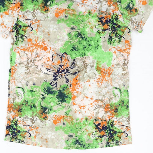 anna rose Womens Green Floral  Basic Blouse Size S
