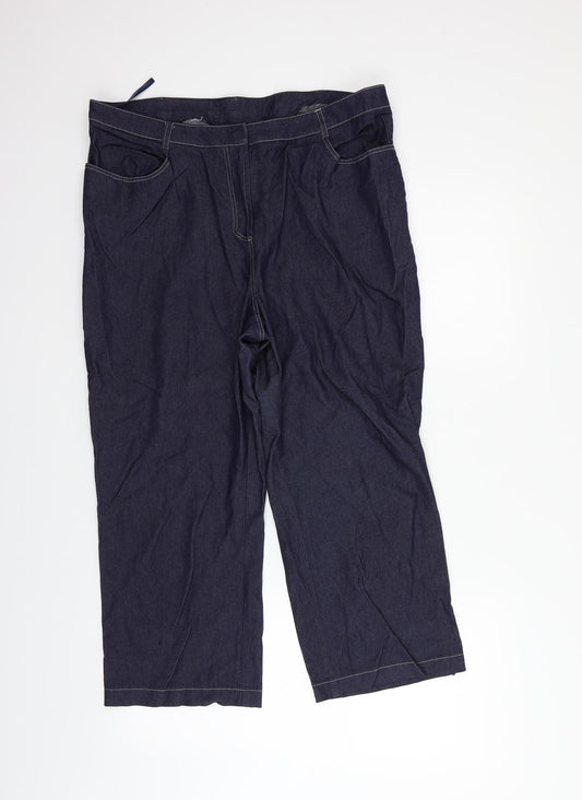 Front view of Principles women’s blue trousers, size UK 16, 26-inch leg