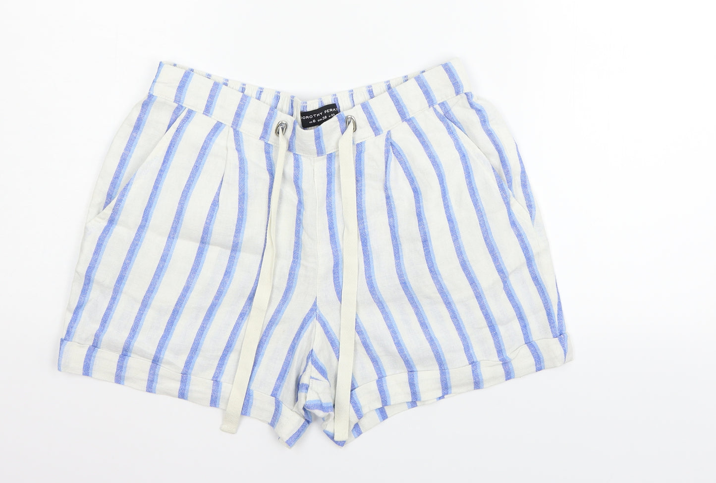 Dorothy Perkins Womens Blue Striped  Sweat Shorts Size 10
