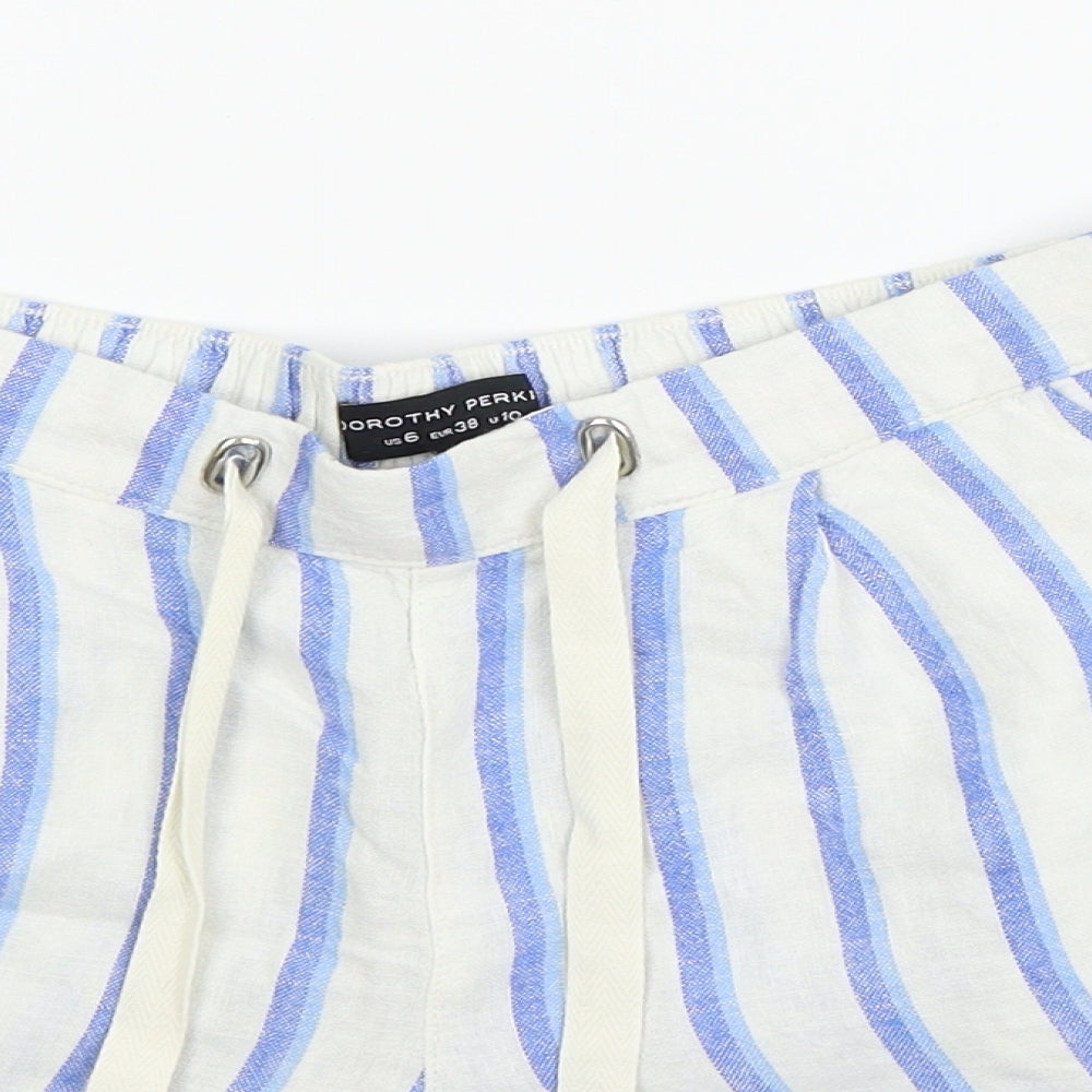 Dorothy Perkins Womens Blue Striped  Sweat Shorts Size 10