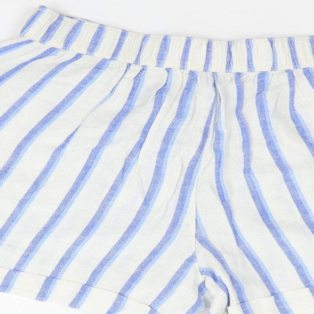 Dorothy Perkins Womens Blue Striped  Sweat Shorts Size 10