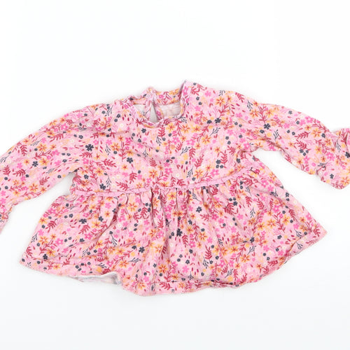 George Girls Pink Floral Jersey Basic T-Shirt Size 0-3 Months