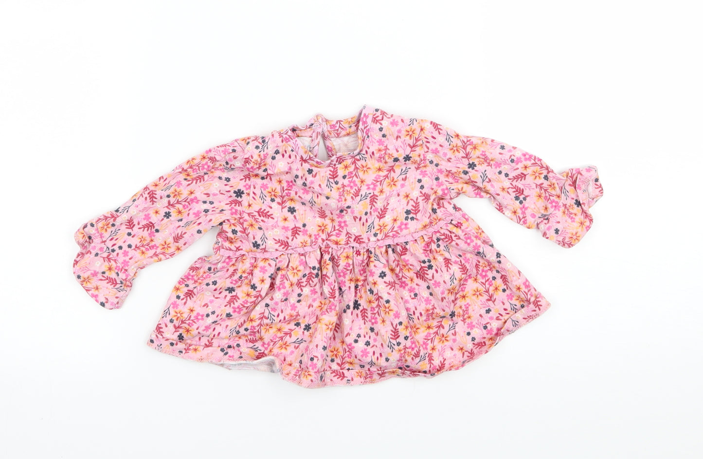 George Girls Pink Floral Jersey Basic T-Shirt Size 0-3 Months
