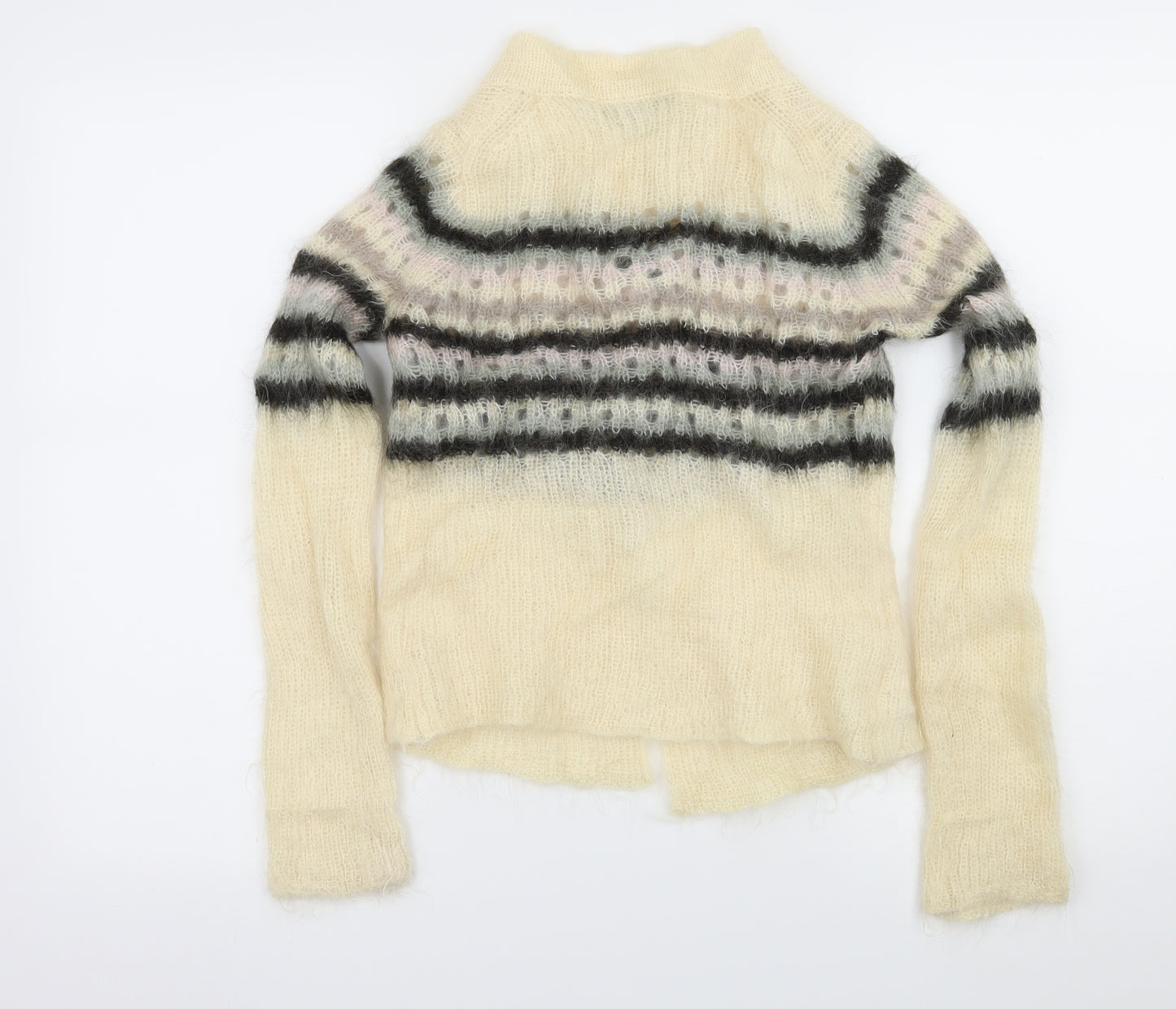 French Connection Womens Ivory Striped Knit Cardigan Jumper Size S