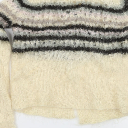 French Connection Womens Ivory Striped Knit Cardigan Jumper Size S