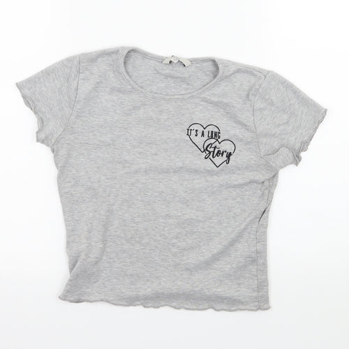 Miss Evie Girls Grey  Jersey Basic T-Shirt Size 11-12 Years  - It's a long story