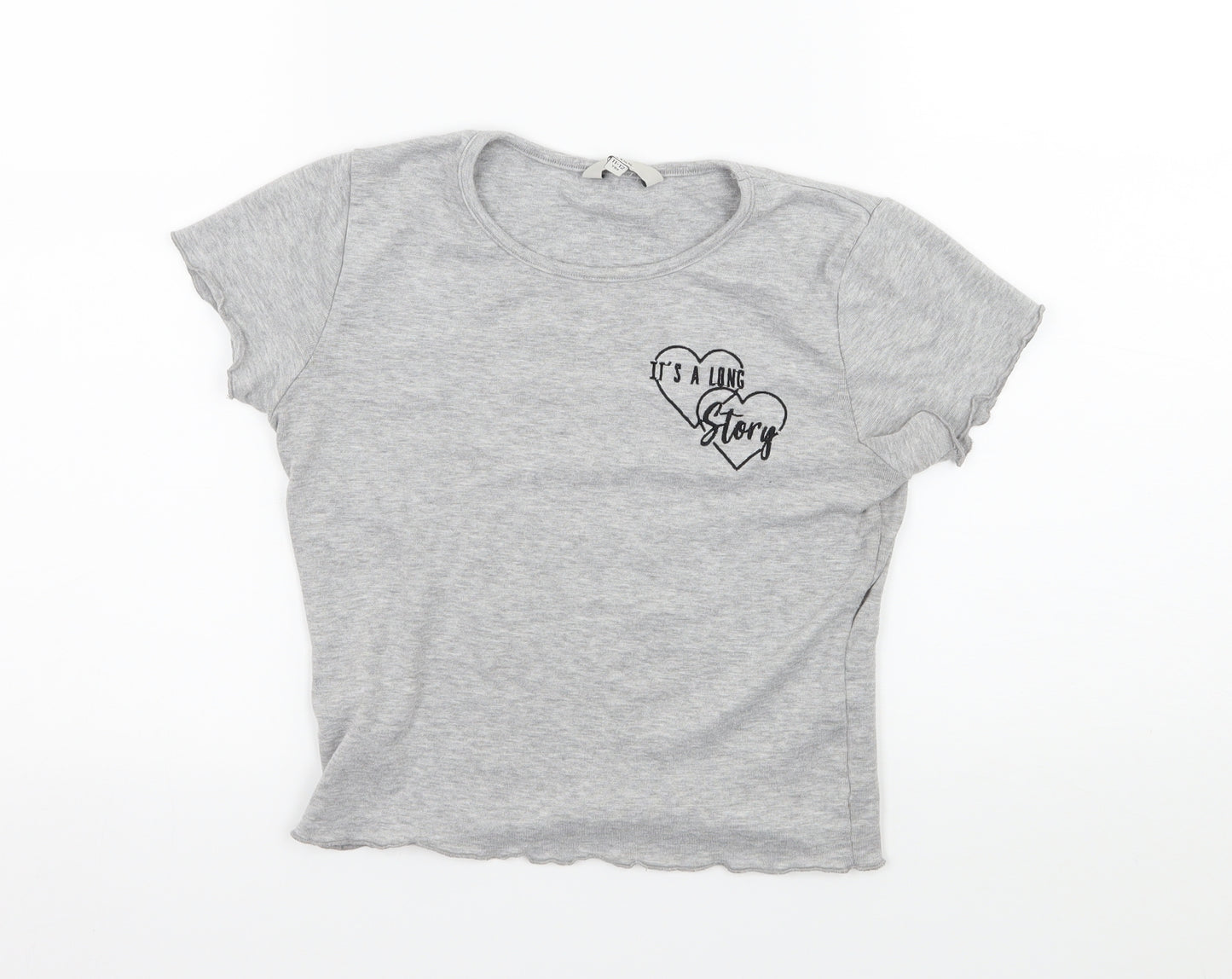 Miss Evie Girls Grey  Jersey Basic T-Shirt Size 11-12 Years  - It's a long story