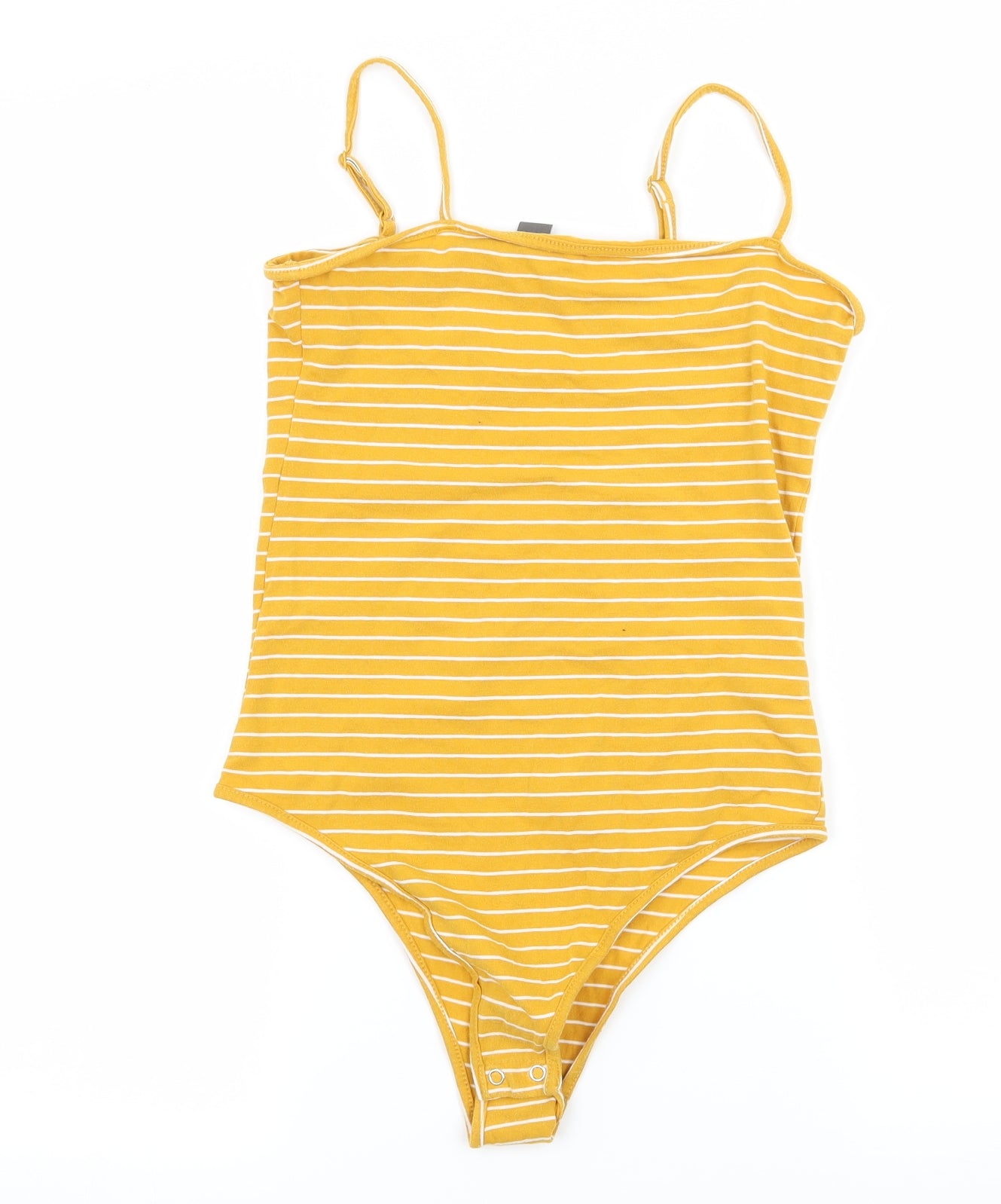 Primark Womens Yellow Striped Jersey Bodysuit One-Piece Size 10