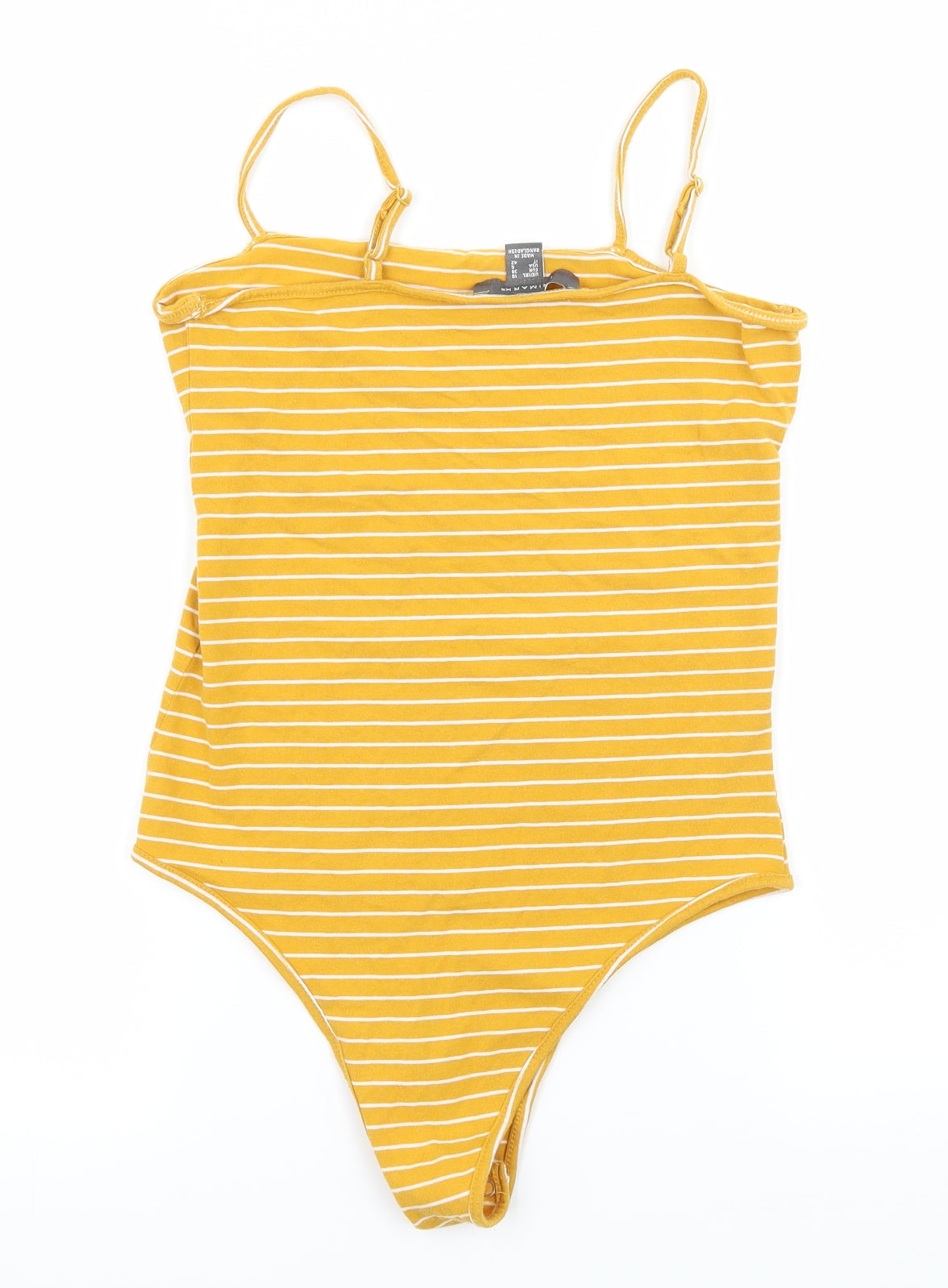 Primark Womens Yellow Striped Jersey Bodysuit One-Piece Size 10