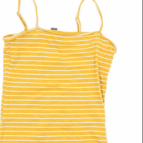 Primark Womens Yellow Striped Jersey Bodysuit One-Piece Size 10