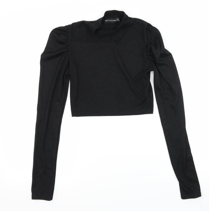 PRETTYLITTLETHING Womens Black  Jersey Basic T-Shirt Size 8
