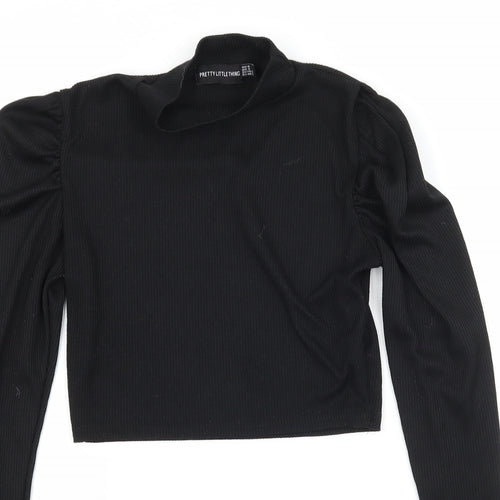 PRETTYLITTLETHING Womens Black  Jersey Basic T-Shirt Size 8
