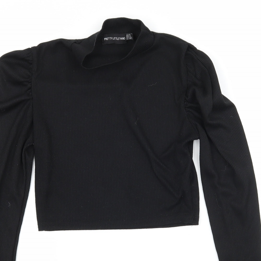 PRETTYLITTLETHING Womens Black  Jersey Basic T-Shirt Size 8