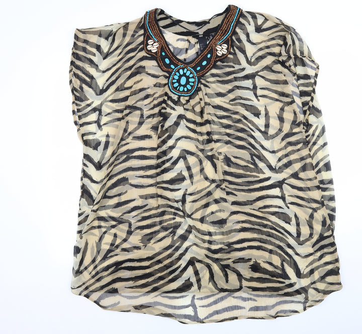 H&M Womens Brown Striped Chiffon Kaftan  Size 6  - Beach wear