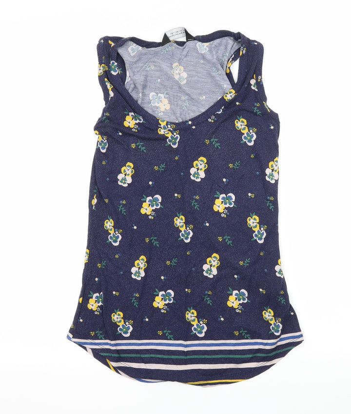 Dorothy Perkins Womens Blue Floral Jersey Basic Tank Size 8