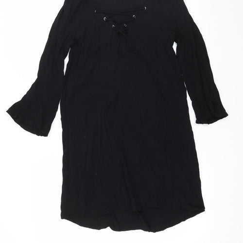 Lunik Womens Black   Basic Blouse Size M  - Lace up detail