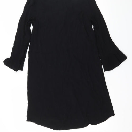 Lunik Womens Black   Basic Blouse Size M  - Lace up detail