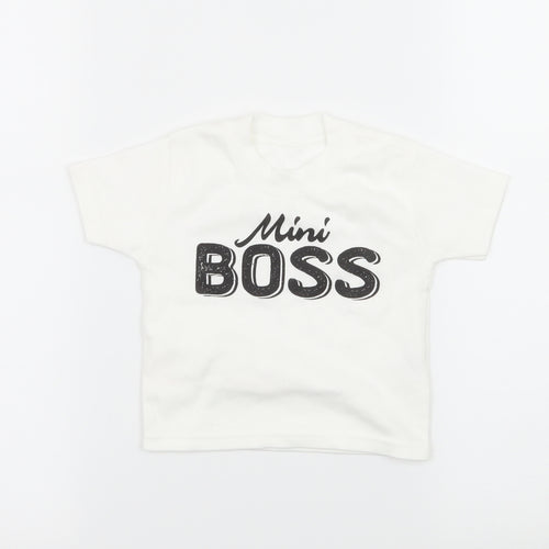 Preworn Baby White  Jersey Basic T-Shirt Size 0-3 Months  - Mini Boss