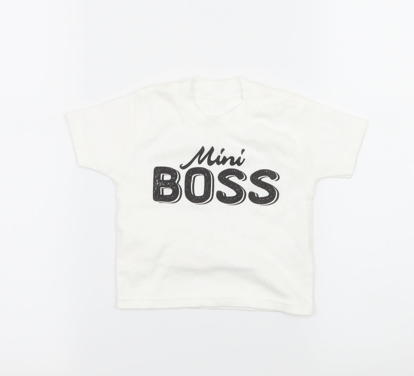 Preworn Baby White  Jersey Basic T-Shirt Size 0-3 Months  - Mini Boss