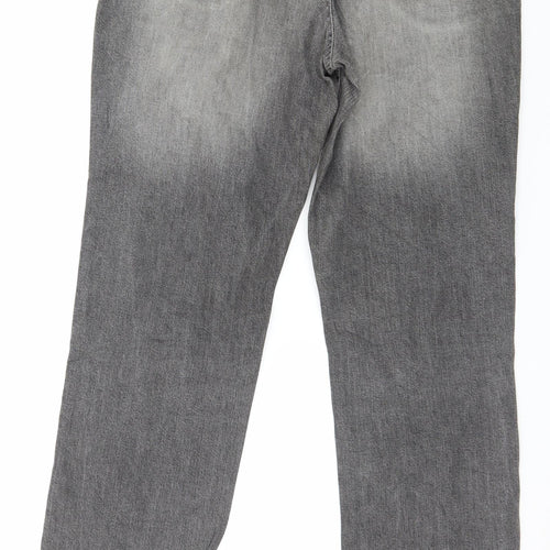 Preworn Womens Grey  Denim Straight Jeans Size 16 L32 in