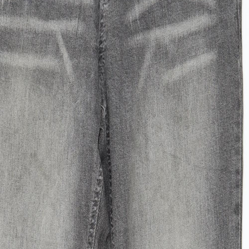Preworn Womens Grey  Denim Straight Jeans Size 16 L32 in