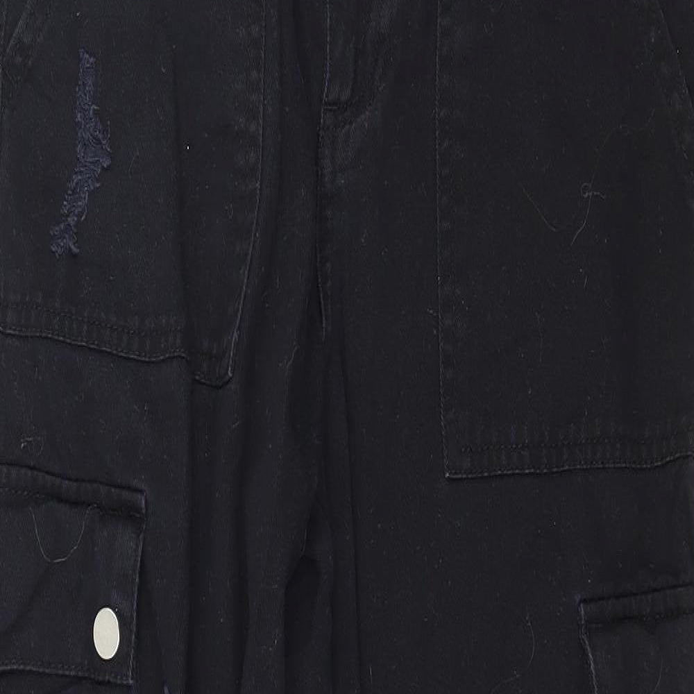 New Look Girls Black  Denim Cargo Trousers Size 12 Years - Distressed