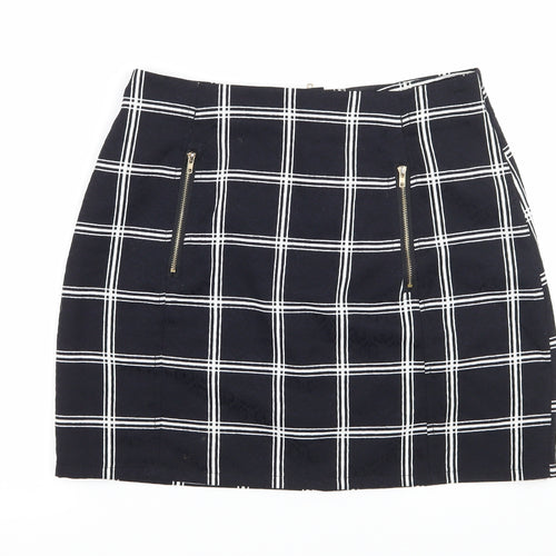 Urmoda Womens Black Check  Mini Skirt Size XS