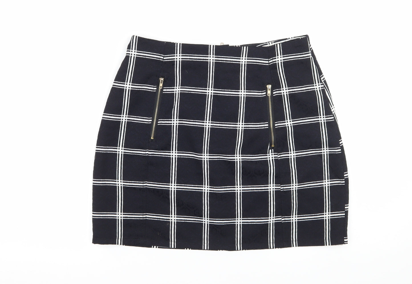 Urmoda Womens Black Check  Mini Skirt Size XS