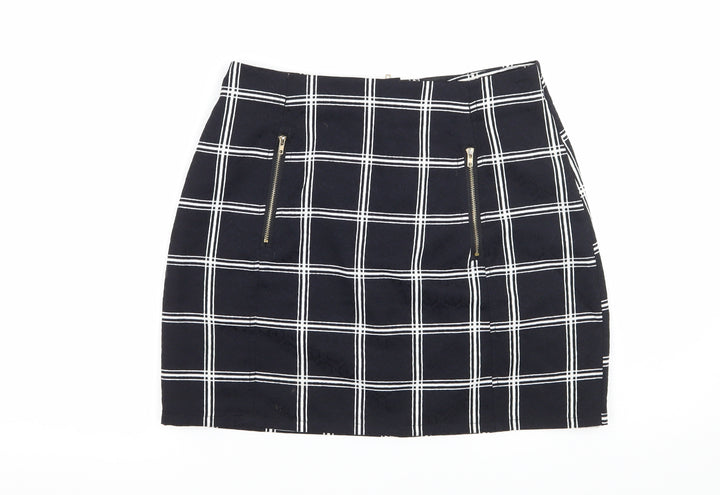 Urmoda Womens Black Check  Mini Skirt Size XS