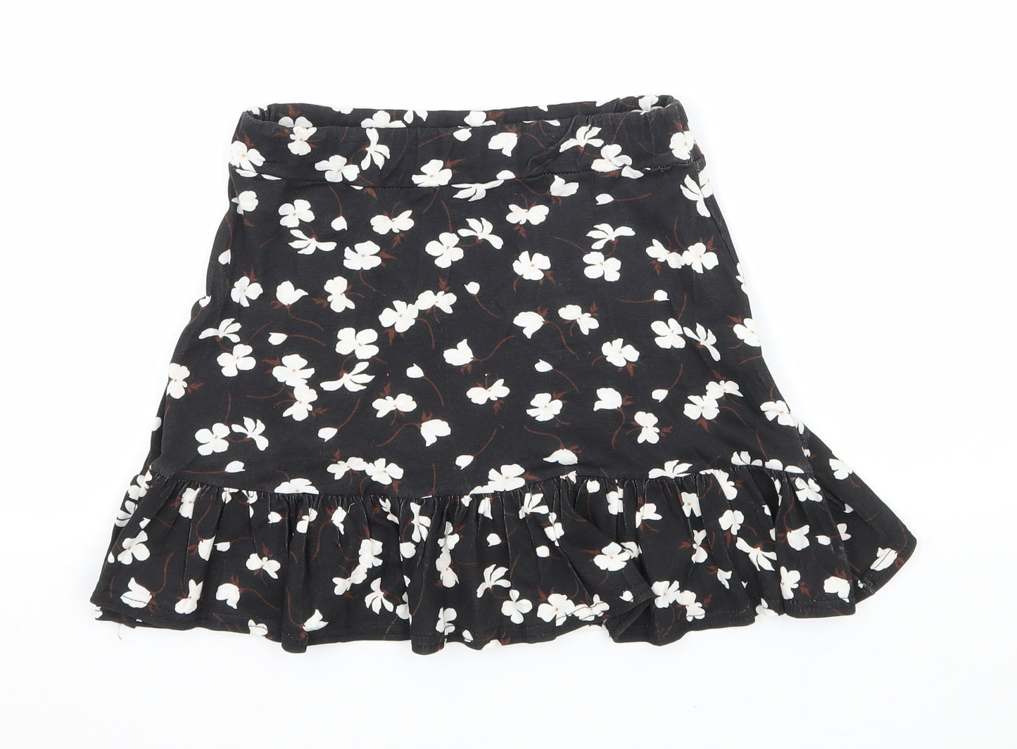 PRETTYLITTLETHING Womens Black Floral Jersey Mini Skirt Size 6