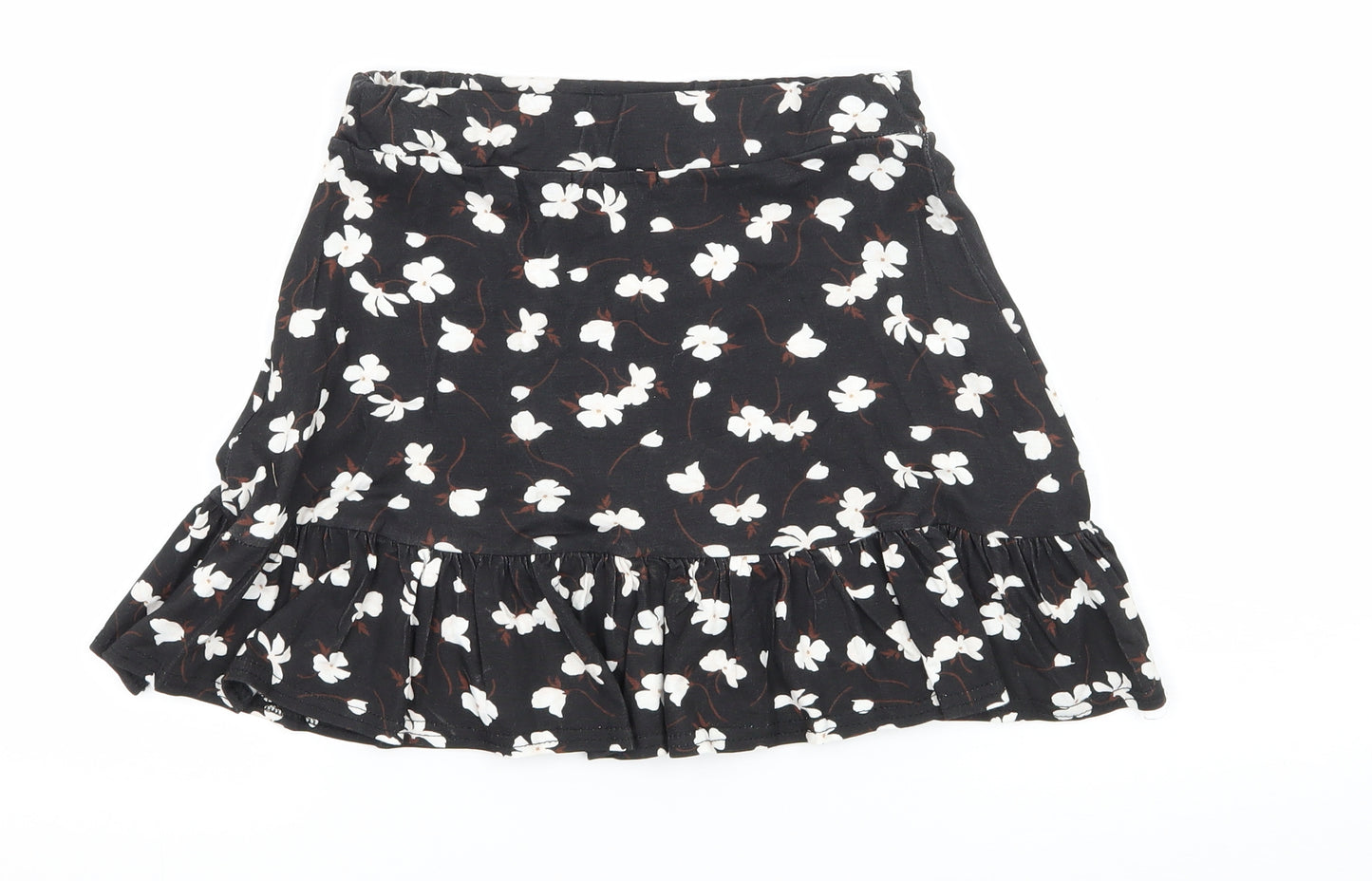 PRETTYLITTLETHING Womens Black Floral Jersey Mini Skirt Size 6