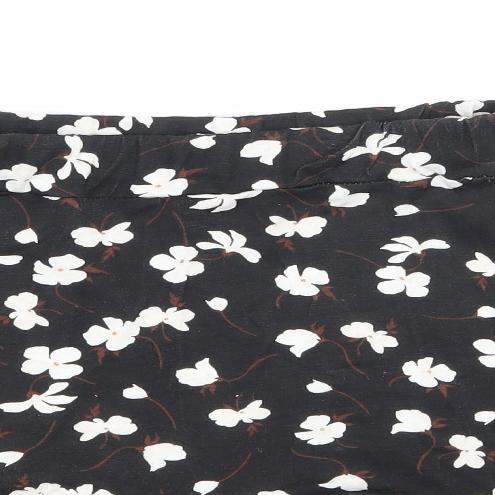 PRETTYLITTLETHING Womens Black Floral Jersey Mini Skirt Size 6