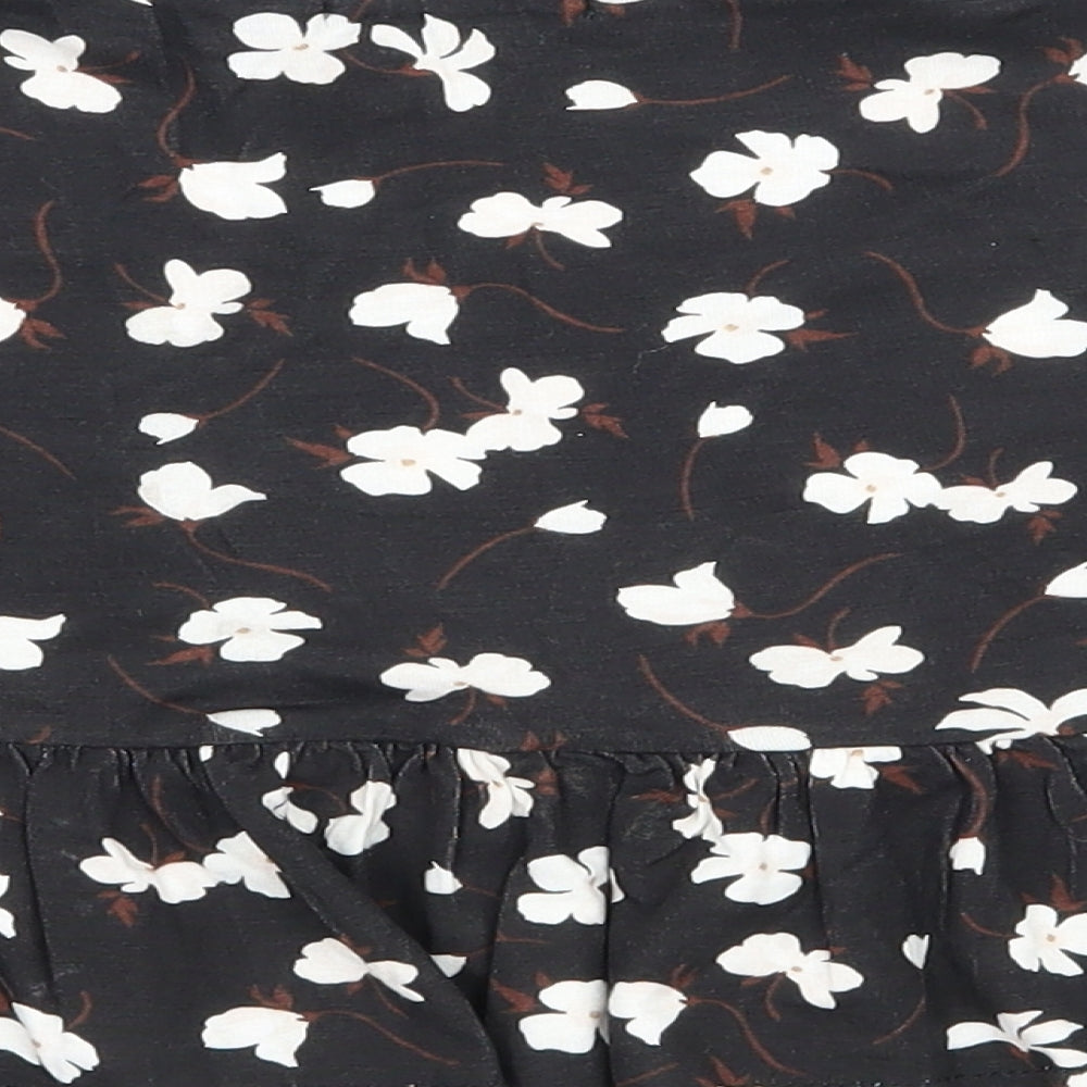 PRETTYLITTLETHING Womens Black Floral Jersey Mini Skirt Size 6