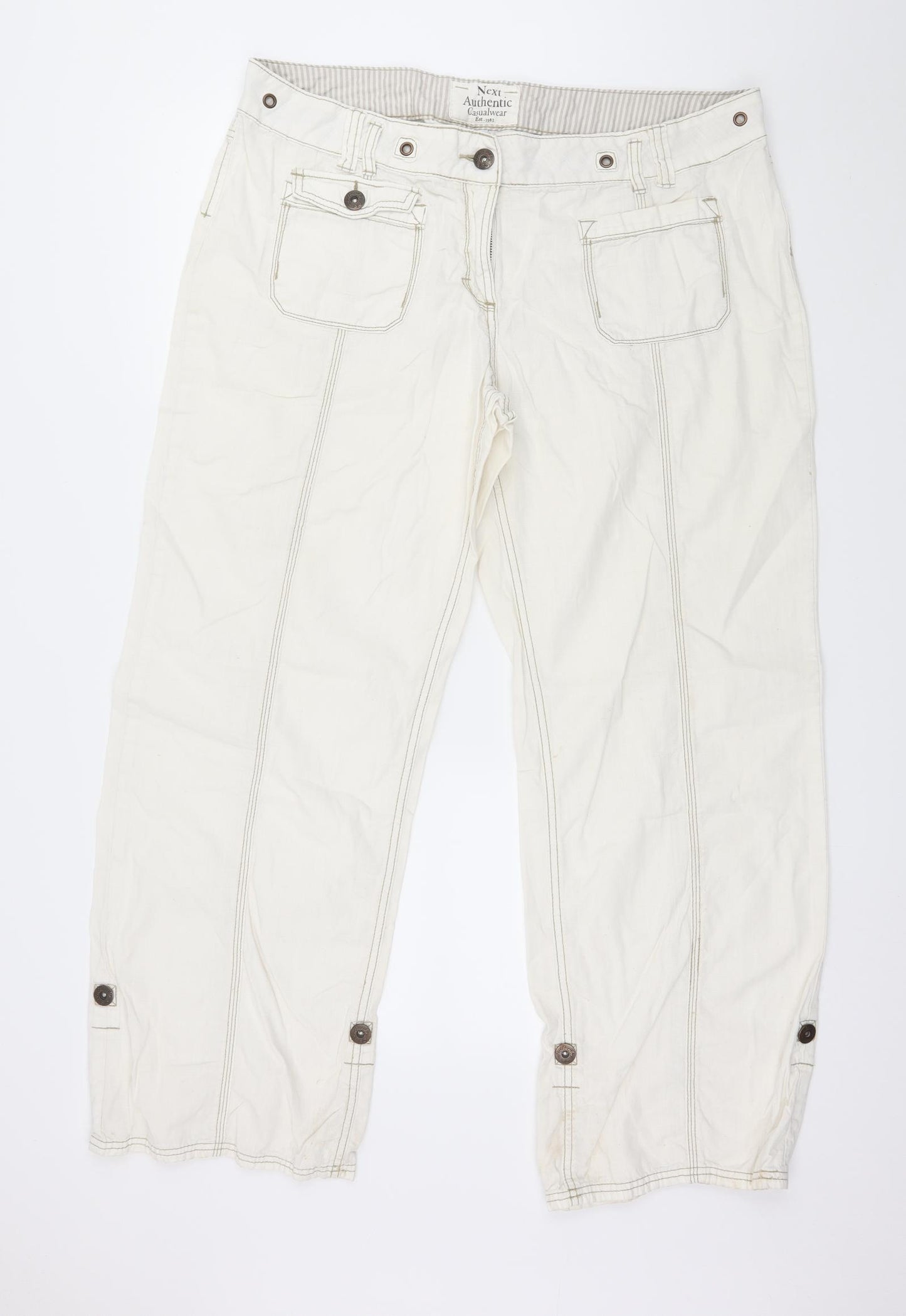 NEXT Womens Ivory   Cargo Trousers Size 18 L28 in