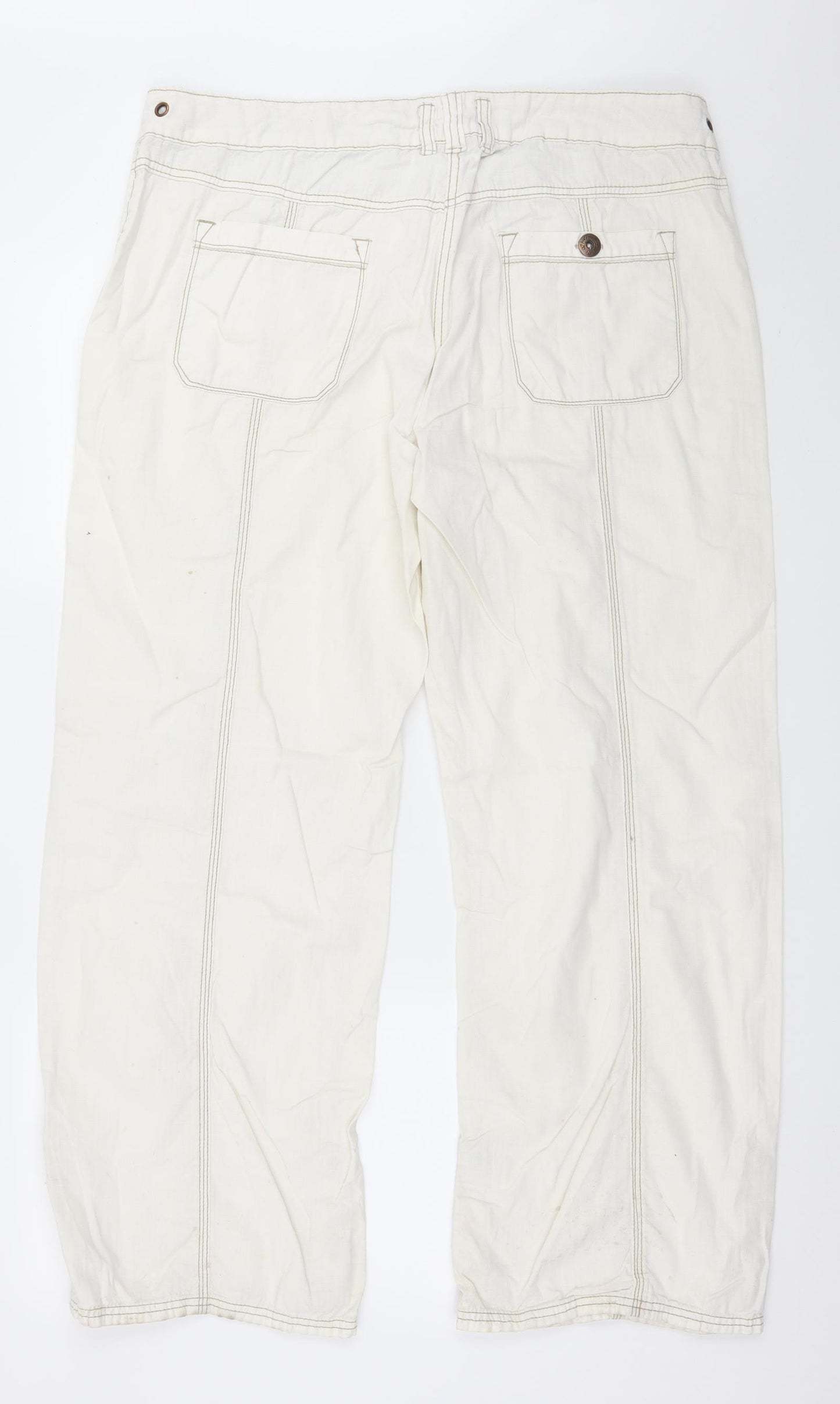 NEXT Womens Ivory   Cargo Trousers Size 18 L28 in