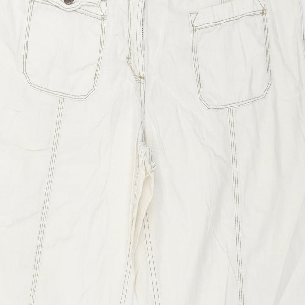 NEXT Womens Ivory   Cargo Trousers Size 18 L28 in