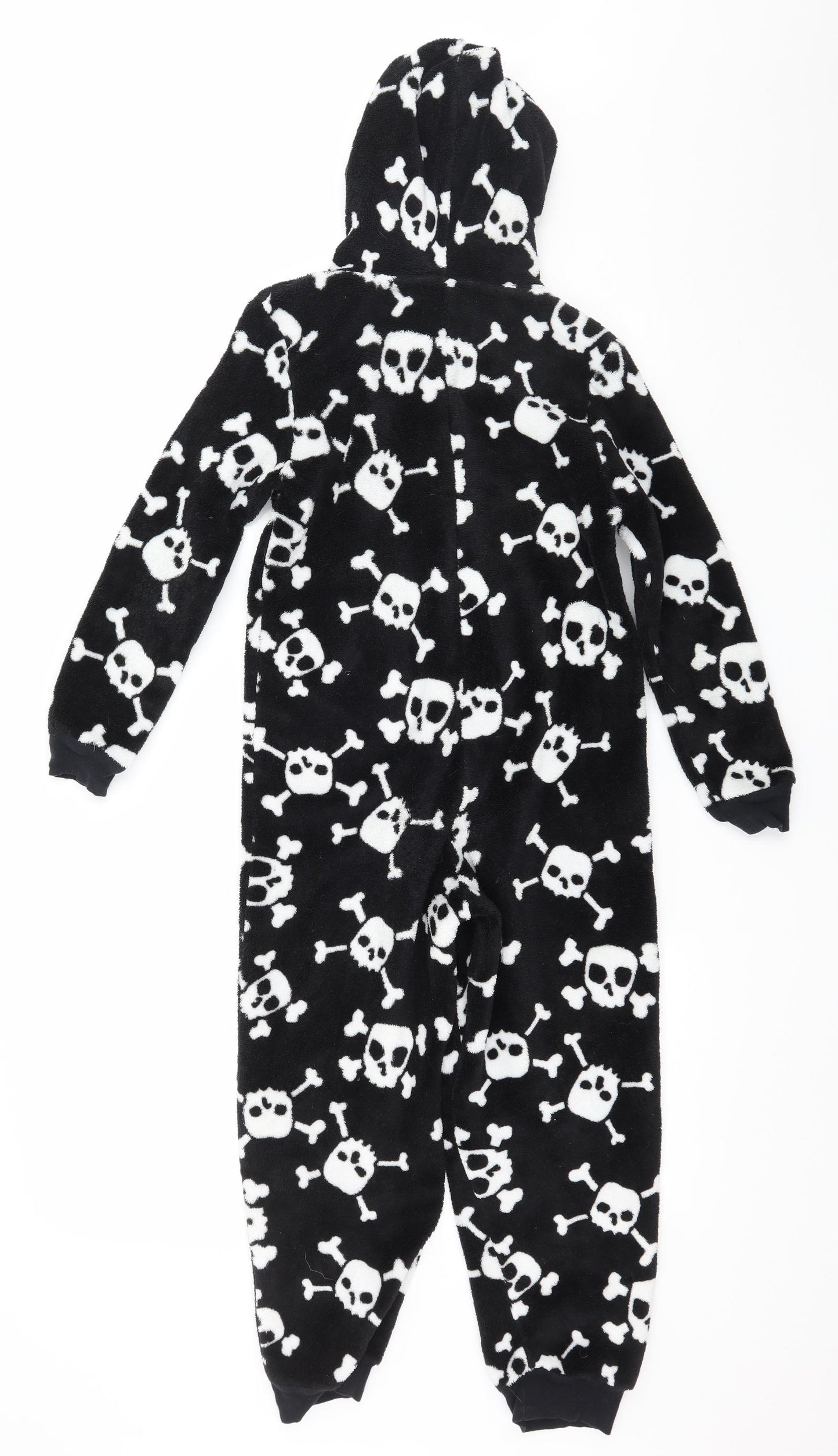Marks and Spencer Boys Black Geometric Microfibre  One Piece Size 7-8 Years  - Skulls