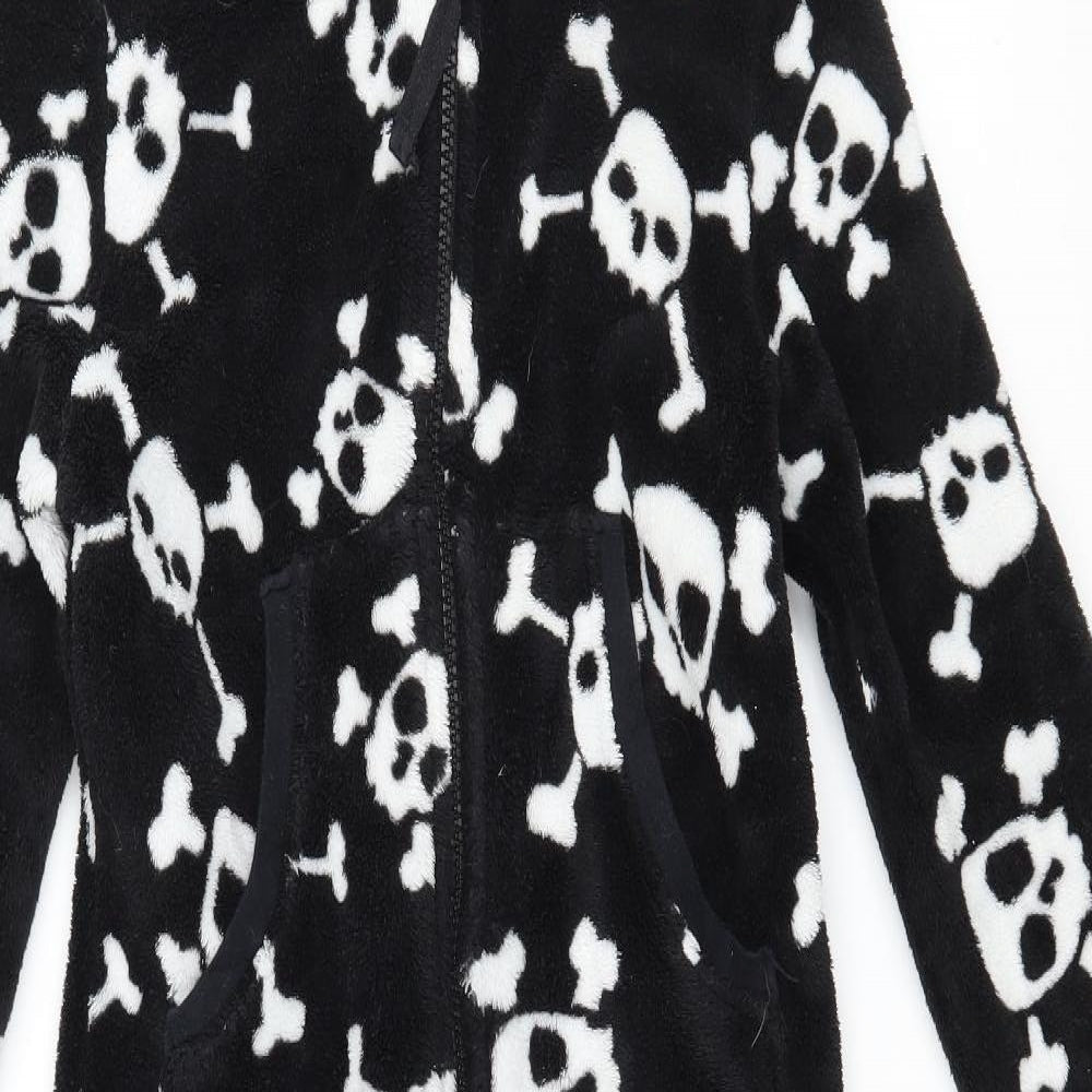 Marks and Spencer Boys Black Geometric Microfibre  One Piece Size 7-8 Years  - Skulls