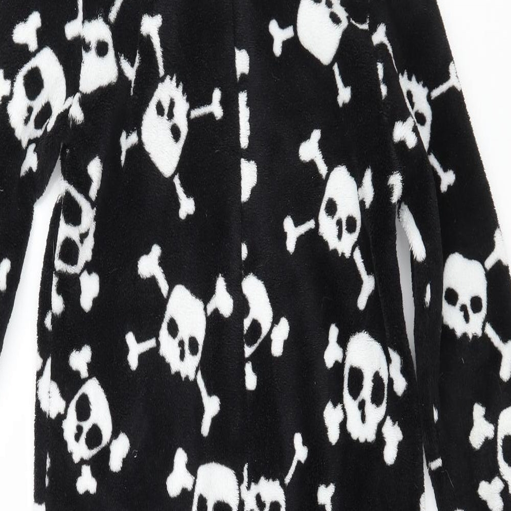 Marks and Spencer Boys Black Geometric Microfibre  One Piece Size 7-8 Years  - Skulls