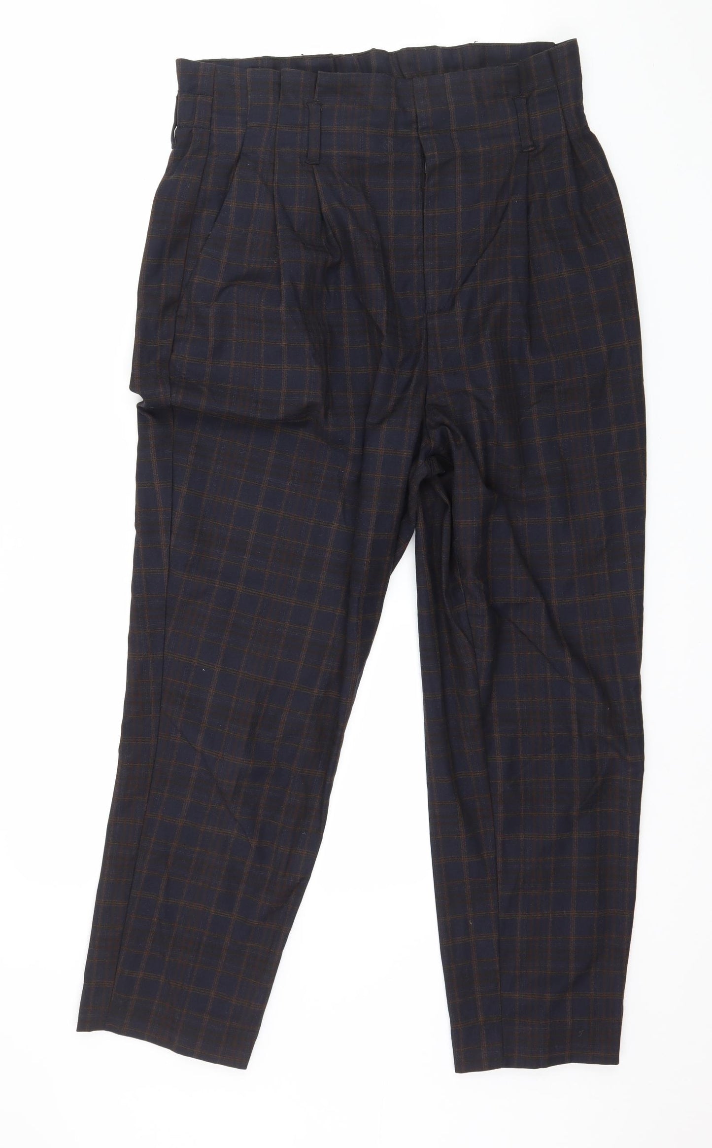 H&M Womens Blue Check  Trousers  Size 14 L26 in