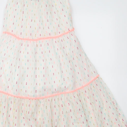 Matalan Girls White Geometric  Fit & Flare  Size 6 Years