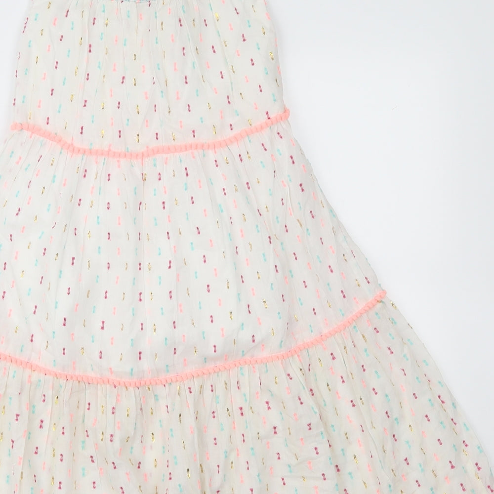 Matalan Girls White Geometric  Fit & Flare  Size 6 Years