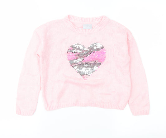Front view of Matalan girls’ pink jumper, size 5, years