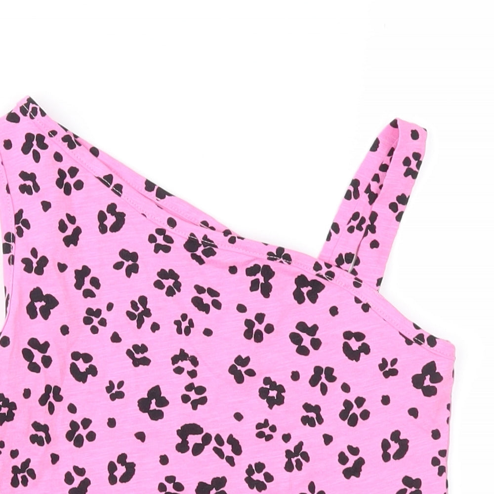 Matalan Girls Pink Animal Print  Basic Tank Size 8 Years
