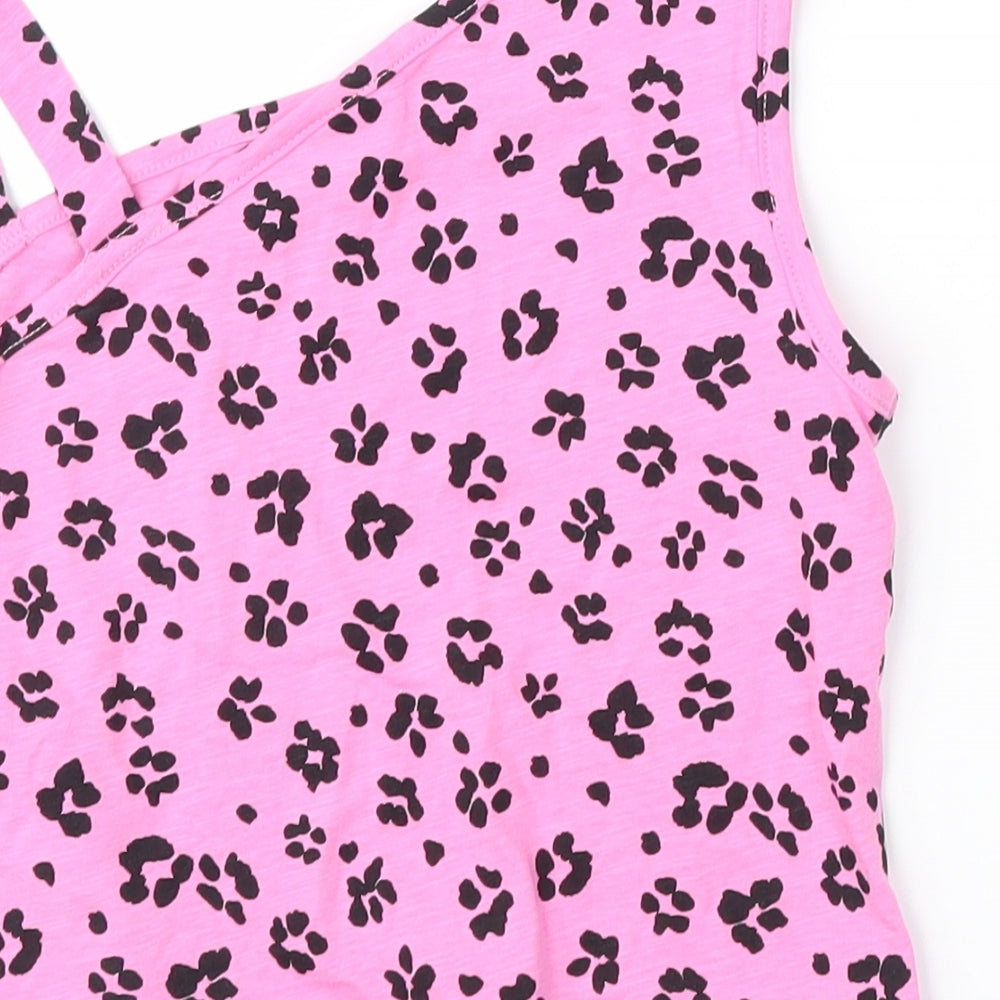 Matalan Girls Pink Animal Print  Basic Tank Size 8 Years